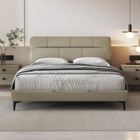 喜梦宝软包床轻奢皮艺床意式极简真皮床主卧双人婚床高级头层牛皮