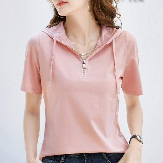 福利款~雀说休闲连幅短袖T恤女式空调衫、防晒衫简约百搭基础AL 359 商品图1