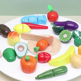 *【母婴用品】儿童过家家益智木质磁性蔬菜水果切切乐厨房仿真迷你玩具模型