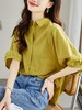 衬衫女夏季短袖2023年新款牛油果绿衬衣简约休闲宽松半袖藏肉上衣MJ-25003 商品缩略图4