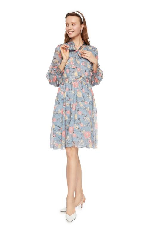 SUMMER & SAGE 蝴蝶结系带印花连衣裙 6481 商品图0