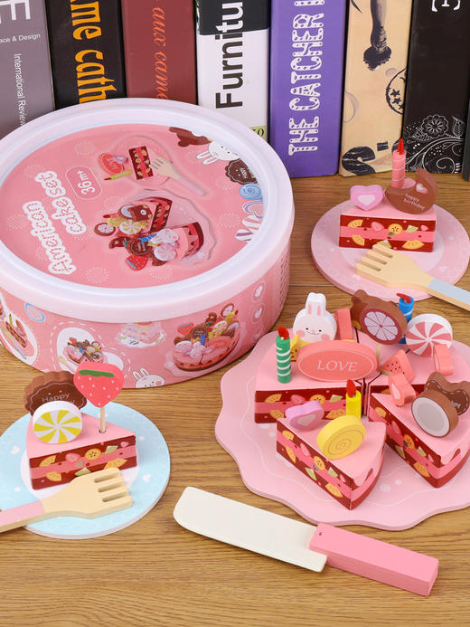 *【母婴用品】木制儿童玩具桶装切切乐仿真蛋糕模型过家家切水果餐厨玩具 商品图4