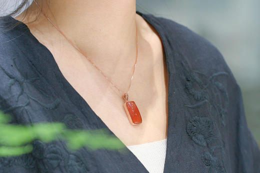 南红冰飘【知梦】吊坠，925银镶   商品图4