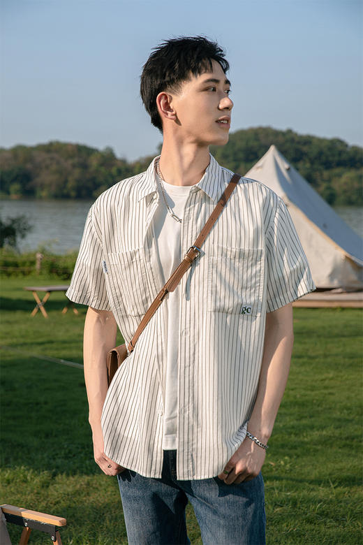 【断码清仓】HX 夏季翻领短袖衬衫S103320025101/02 商品图1