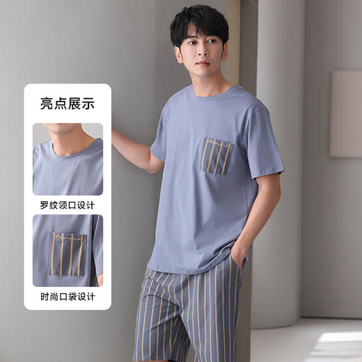 一口价【新款DJM】大码男士开衫短袖短裤睡衣家居服加肥加大胖子宽松睡衣 商品图3