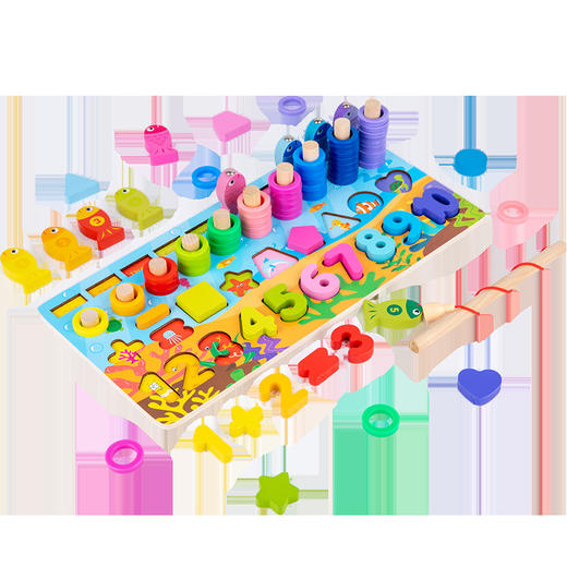 *【母婴用品】大号数字木质形状配对拼图木制教学玩具益智积木 商品图5