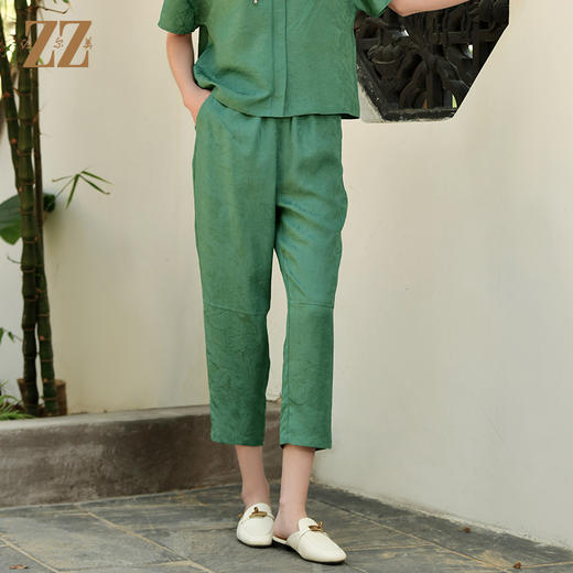 佐尔美夏季新款 100%桑蚕丝真丝莨绸长裤女E32KS60 商品图1