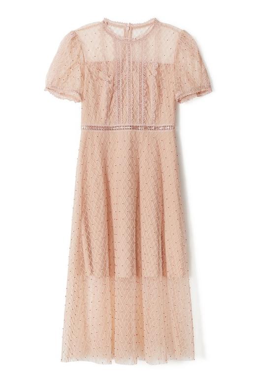 EVA OUXIU伊华欧秀 蕾丝钉珠气质连衣裙 9293 商品图4