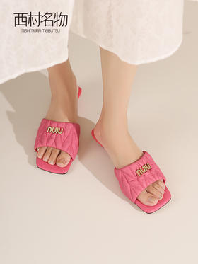 西村名物2023夏季新款超人气褶皱法式气质通勤百搭不累脚女款凉拖23441