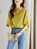 衬衫女夏季短袖2023年新款牛油果绿衬衣简约休闲宽松半袖藏肉上衣MJ-25003 商品缩略图8