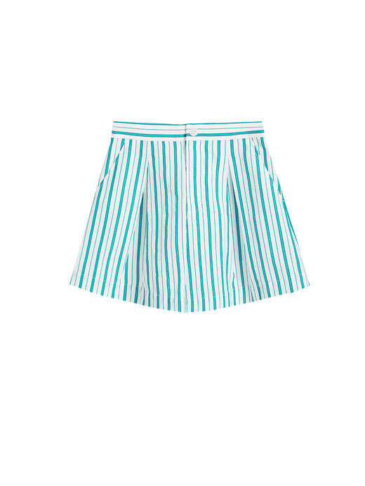 Self Who绿色条纹阔腿短裤女2023新款夏季宽松小众别致A字休闲裤 商品图4
