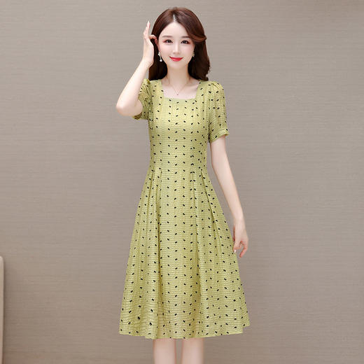 时尚气质，蝴蝶结花小格子时尚裙子连衣裙QYM-YX-XL23666-Y 商品图6