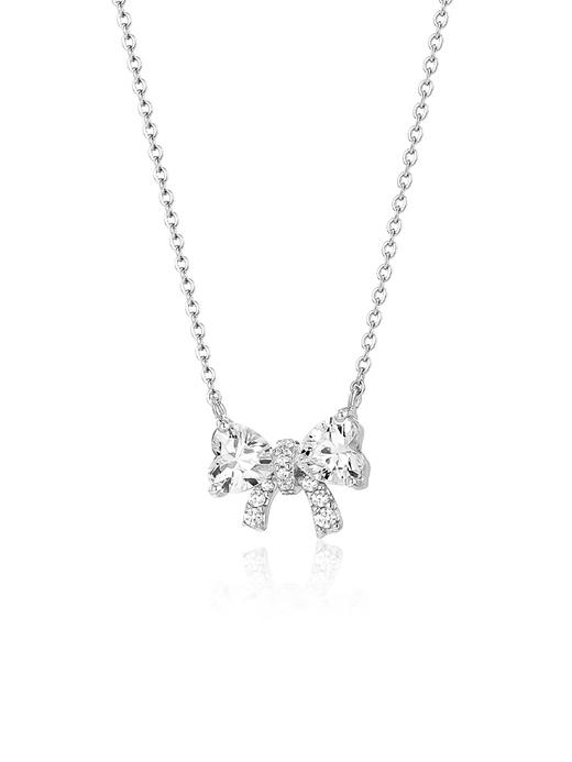 卡蒂罗爱心蝴蝶结项链女纯银轻奢小众设计2023年新款锁骨链礼物 商品图1