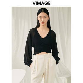 VIMAGE纬漫纪夏季新款修身短款小上衣女V1913534