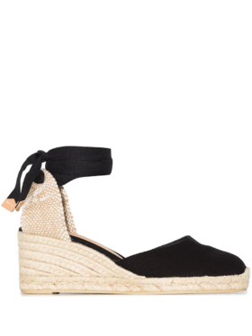 Castaner-Carina 60 Canvas & Jute Espadrille Wedges - Black - 女士 - 坡跟凉鞋 - 黑色