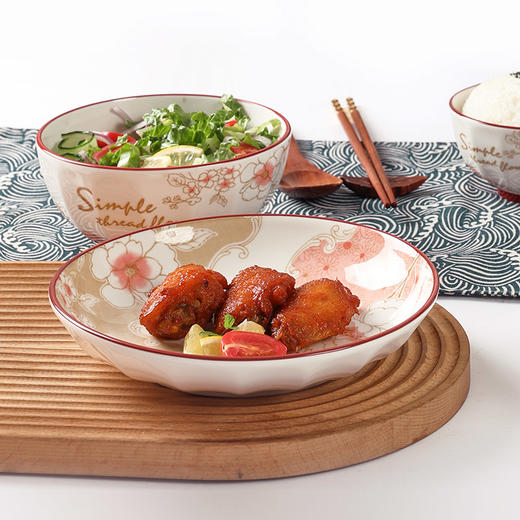 【一花一世界6个碗】陶瓷碗釉下彩食品级碗碟套装防烫家用厨房耐高温健康饭碗菜盘整套 商品图5