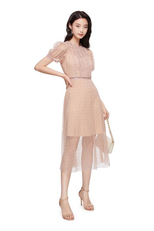 EVA OUXIU伊华欧秀 蕾丝钉珠气质连衣裙 9293 商品图1