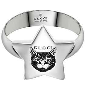 HCYBC502167001021SP  古驰GUCCI 古驰BLIND FOR LOVE系列星星形状经典猫头图案戒指 圈口21