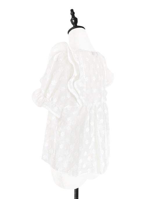 TYNVIE 花边肩饰短袖衬衫 - 白色 商品图2