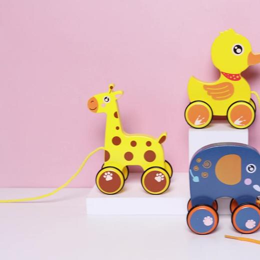 *【母婴用品】儿童拖拉玩具车手拉绳牵引动物车婴儿宝宝益智早教学步玩具 商品图0