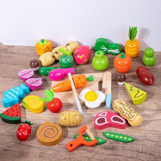 *【母婴用品】儿童过家家益智木质磁性蔬菜水果切切乐厨房仿真迷你玩具模型 商品图1