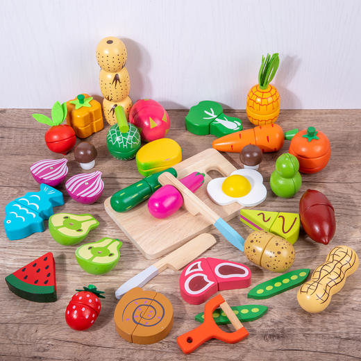 *【母婴用品】儿童过家家益智木质磁性蔬菜水果切切乐厨房仿真迷你玩具模型 商品图3