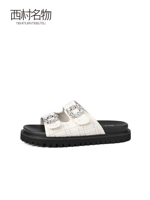 西村名物2023夏季新款方扣小香风松糕底凉拖女气质外穿凉鞋13341 商品图2