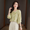 夏季女士雪纺衬衫女夏装2023新款荷叶边上衣薄别致七分袖小衫CC-J3367 商品缩略图2