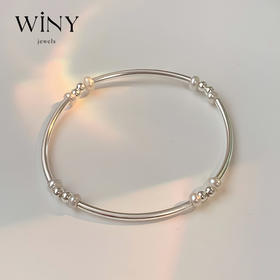 Winy925纯银素圈珍珠手链送女友闺蜜节日生日礼物