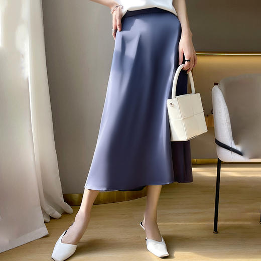 【夏季气质百搭】SIIJJEYY枝辑女士仿真丝丝滑缎面半身裙 (6色可选) 商品图0