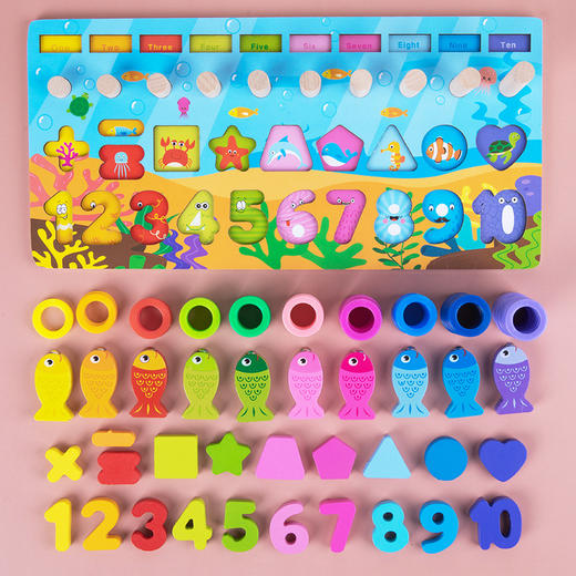 *【母婴用品】大号数字木质形状配对拼图木制教学玩具益智积木 商品图2