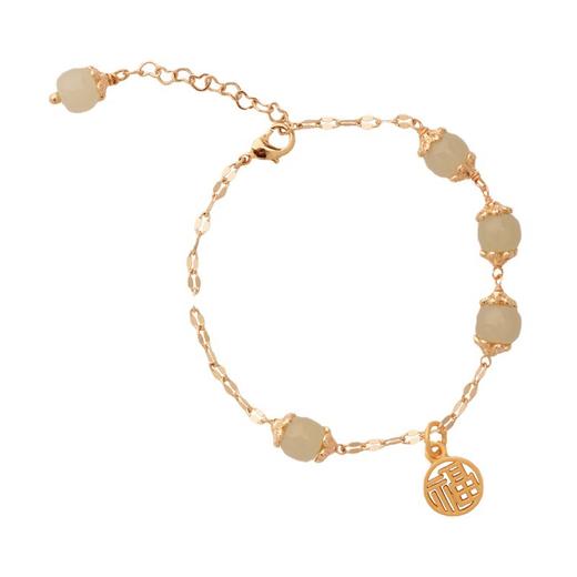 520情人节礼物【设计绝了，天然和田玉手链】三生一世ins超好看复古手链，好运相伴福牌手链，情侣礼物 商品图4