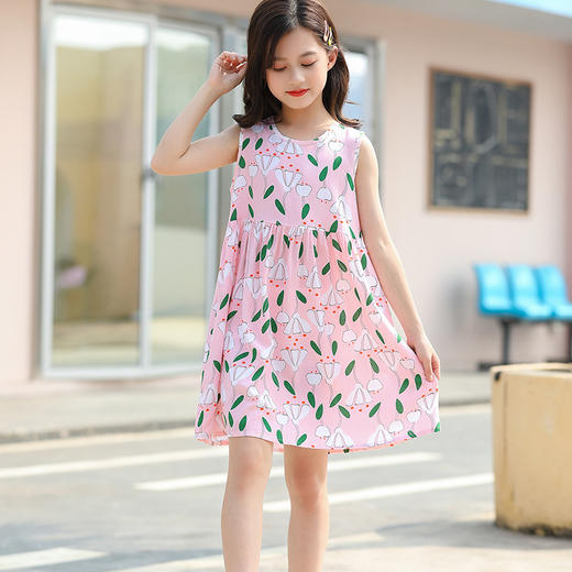 【夏日清凉，六一爆款热卖！】CL2023儿童睡裙，无袖绵绸，轻盈透气，可爱印花，柔软舒适，女童必备多款可供选择，为孩子带来清凉一夏！ 商品图2