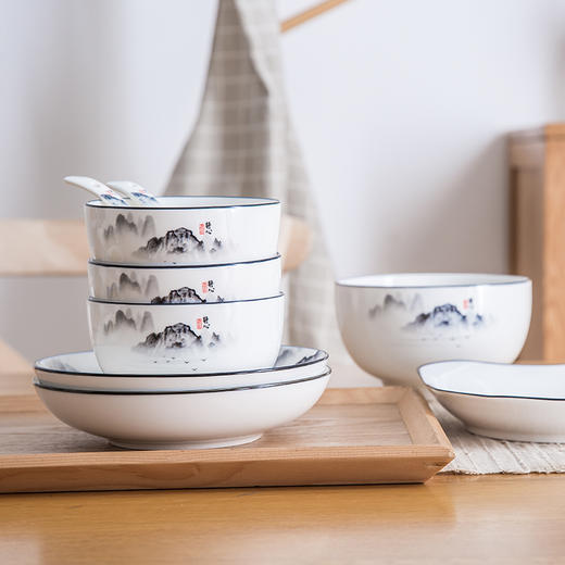 菲米生活墨色江南陶瓷餐具套装碗蝶盘FM-TC1920 商品图2