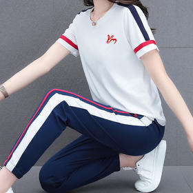洋气休闲，冰丝运动套装女夏季薄款新款年轻妈妈速干短袖两件套TR-MTY5828