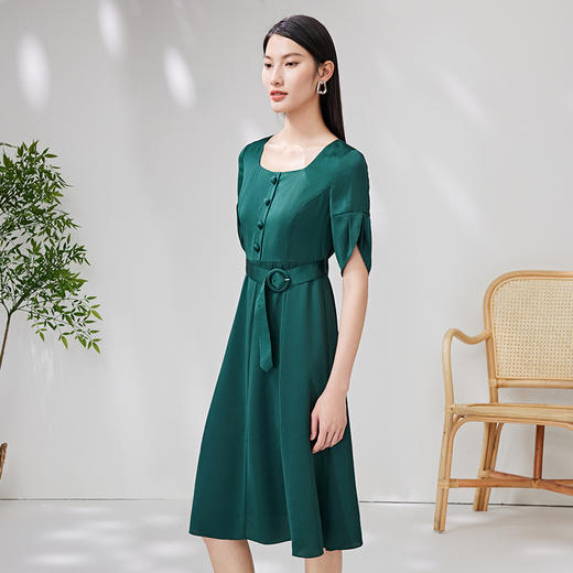 EITIE爱特爱方领收腰法式茶歇裙中长裙6607342连衣裙 商品图2