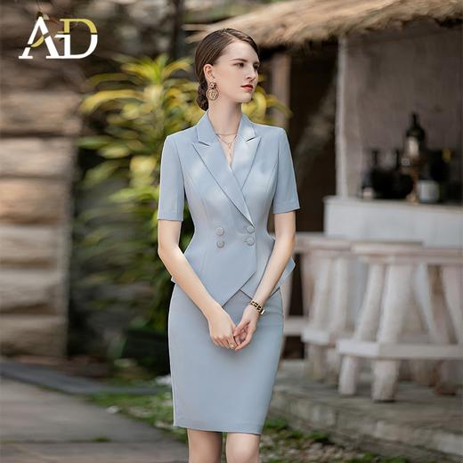 AD高级感蓝色西装两件套女时尚减龄职业套装气质女神范主持人正装 商品图2