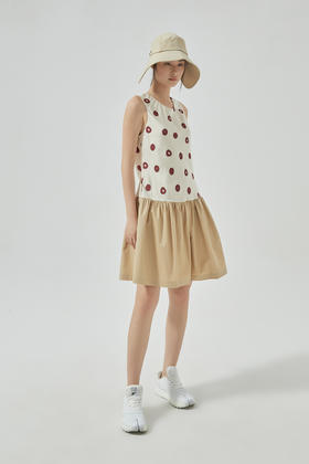 真丝波点拼接连衣裙