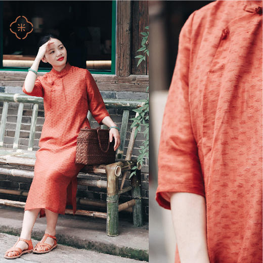 米马成衣 全幅内衬半领直身五分袖旗袍 “低调的热烈”我会穿去看 商品图3