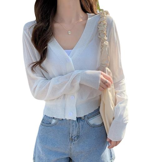 【软软糯糯，温柔女人味透气防晒衣】针织开衫外套女薄款夏季2023新款长袖v领外搭短款空调衫防晒上衣 商品图4