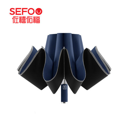 佐禧佑福三节全自动加反光条深蓝色晴雨伞58cm*10k 商品图0