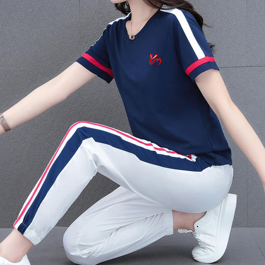 洋气休闲，冰丝运动套装女夏季薄款新款年轻妈妈速干短袖两件套TR-MTY5828 商品图1
