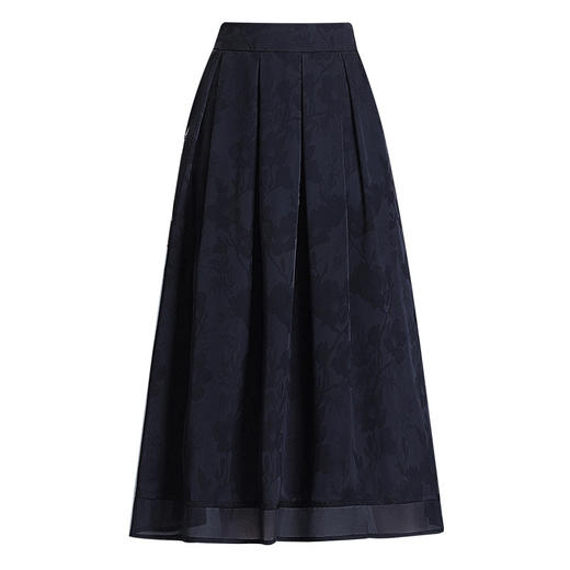 DD-2023年夏款长款松紧腰气质修身半身裙网纱拼接提花时尚百褶A字裙 商品图4