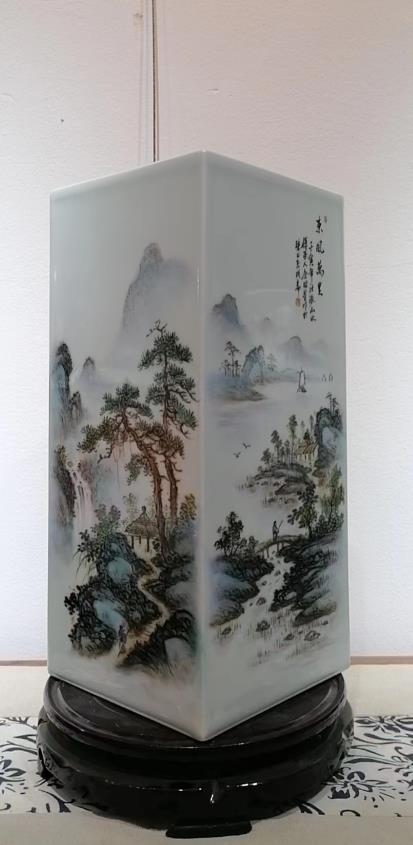粉彩山水四方镶器 商品图0
