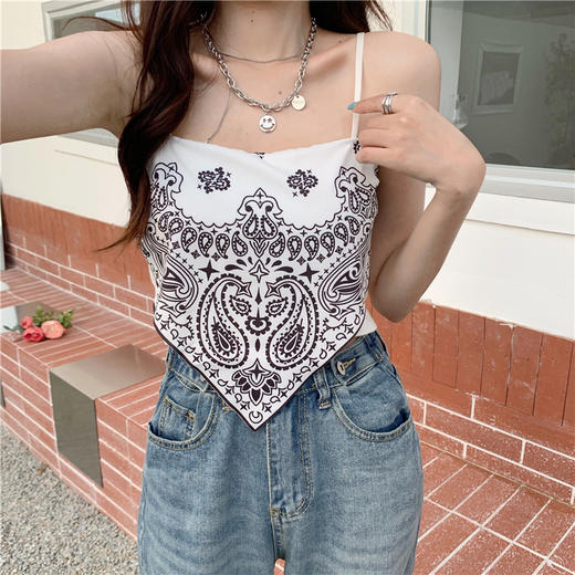 【海边度假，轻薄透气吸睛背心】美式法式小吊带女夏季外穿三角巾抹胸辣妹性感肚兜式丝巾背心上衣 商品图5