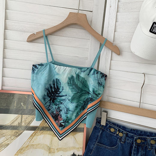 【海边度假，轻薄透气吸睛背心】美式法式小吊带女夏季外穿三角巾抹胸辣妹性感肚兜式丝巾背心上衣 商品图8