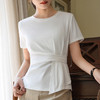 纯色圆领棉体恤设计感掐腰褶皱收腰上衣SG-T2C0187 商品缩略图6