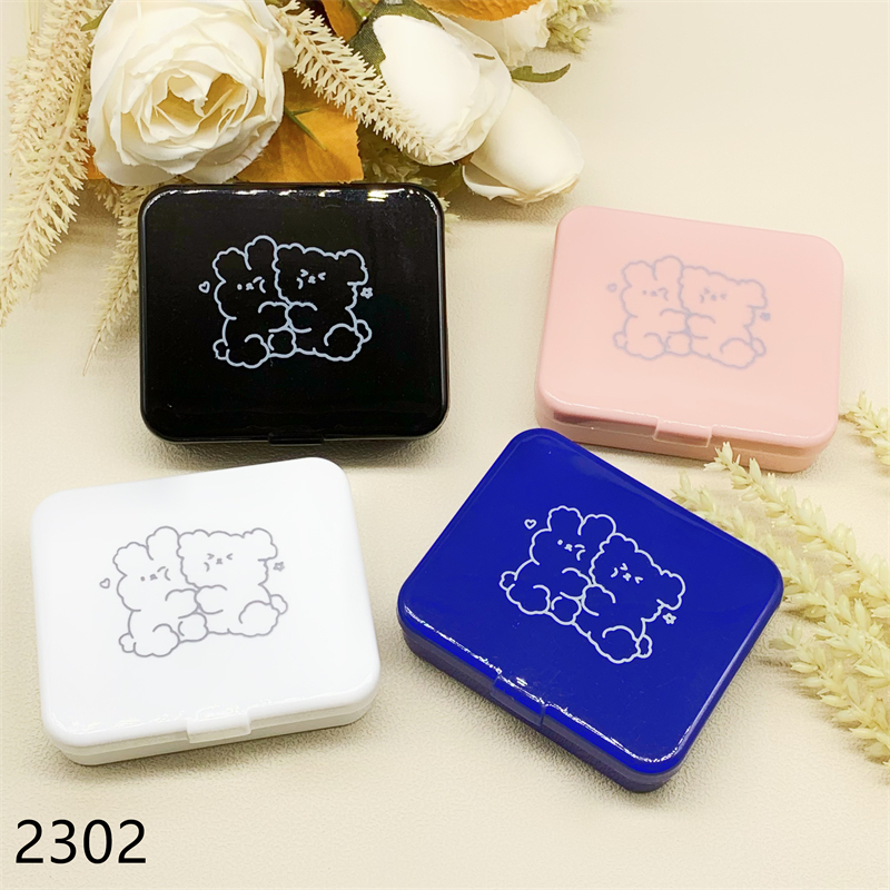 新款简约可爱熊美瞳盒隐形眼镜伴侣盒2302