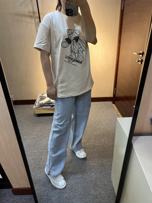 水淼大码女装2024春新款胖mm200斤韩版宽松显瘦牛仔裤7206 商品图5