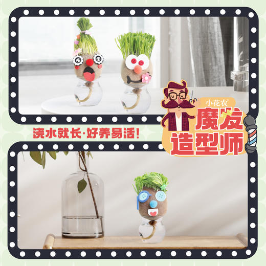 小花农魔发造型师创意DIY幼儿园学校儿童小盆栽植物栽培草头娃娃 商品图3